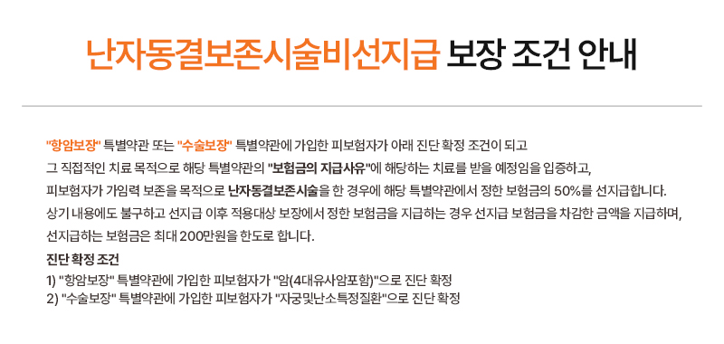 난자동결보존시술비선지급 보장 조건 안내